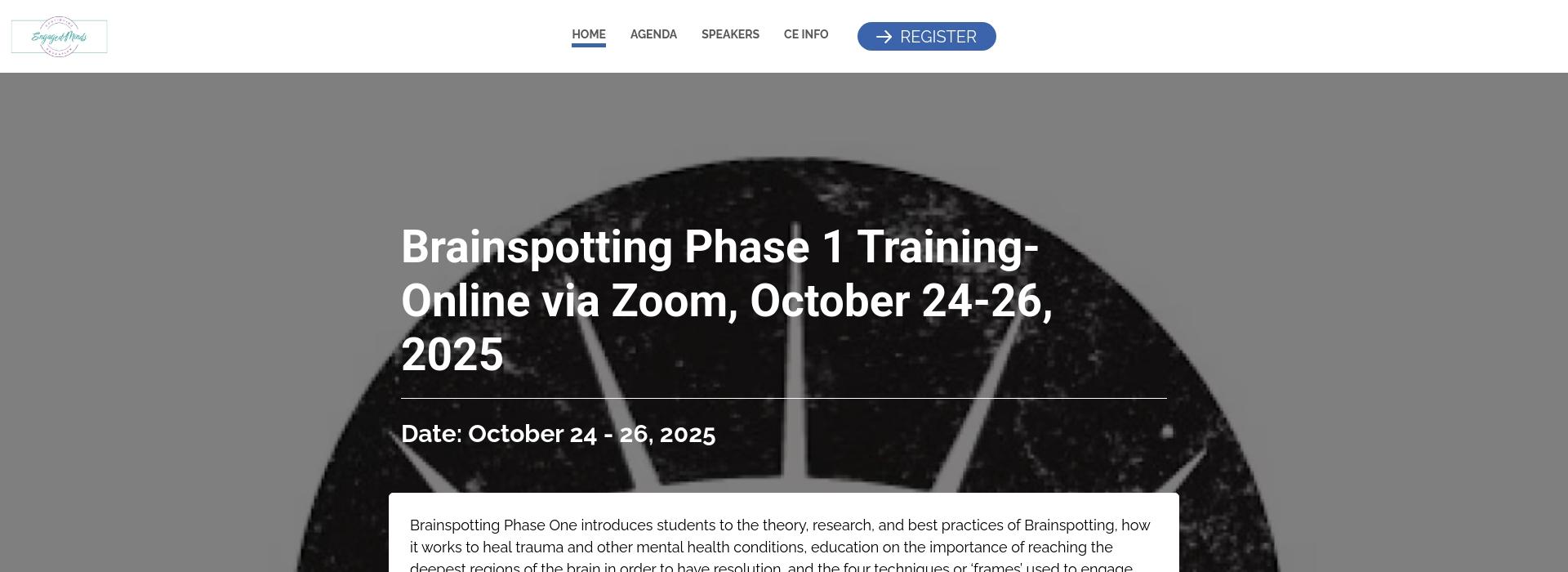 Brainspotting Phase 1 Training- Online via Zoom, October 24-26, 2025